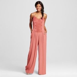 Lace Button Detail Wide Leg Jumpsuit